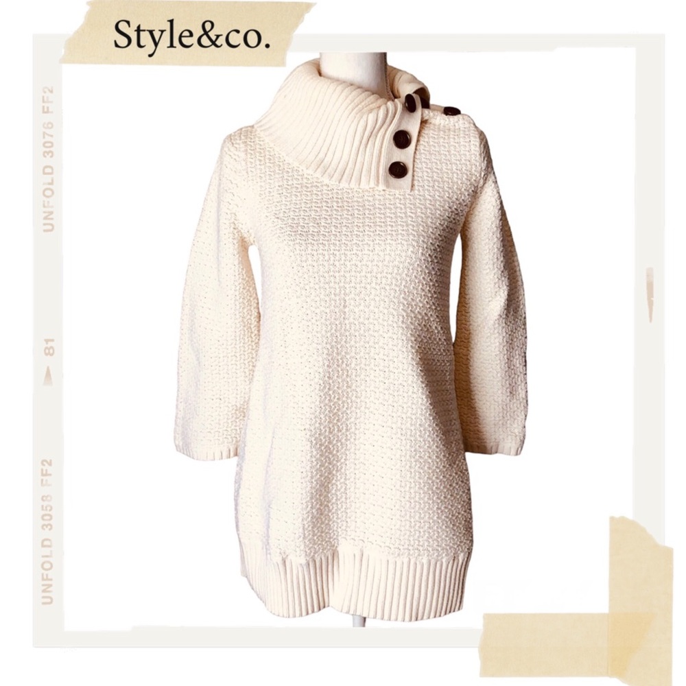 Style & Co. Women's Chunky Button Envelope Sweater